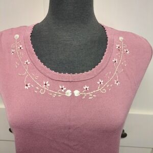 Vintage Marshall Field Silk Blend Embroidered Woven Tank XL Cottagecore Pink